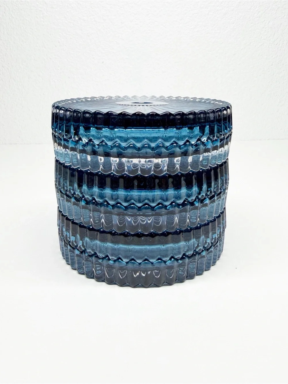 Blue Glass Textured Edge Coasters Set of 6